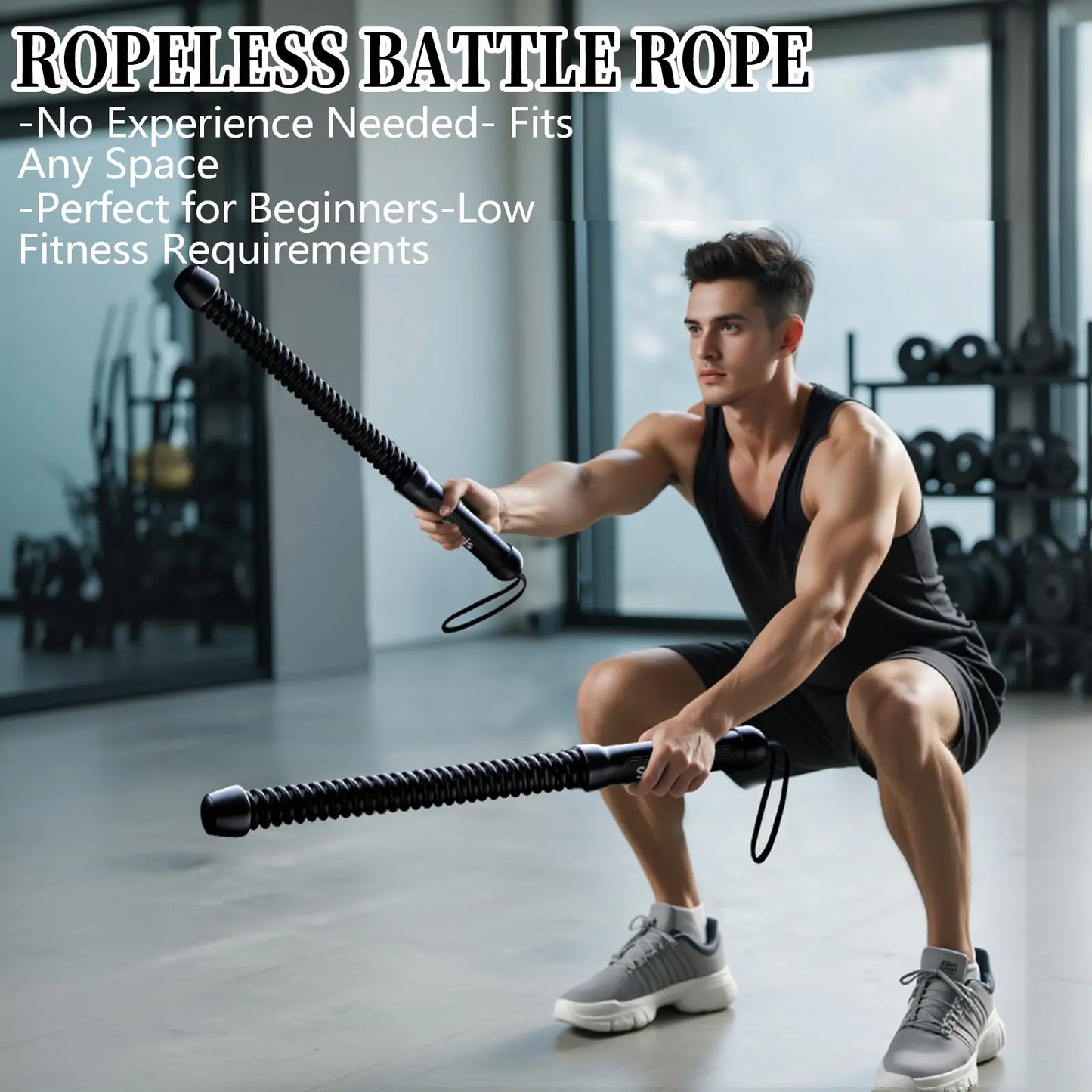 Soulyis Cordless Battle Ropes Is a Wireless Home Gym Resistance Rope - a Gender-Neutral Fitness Equipment Designed for High-Intensity Interval Training, a Full-Body Exercise Equipment That Requires No Jumping,