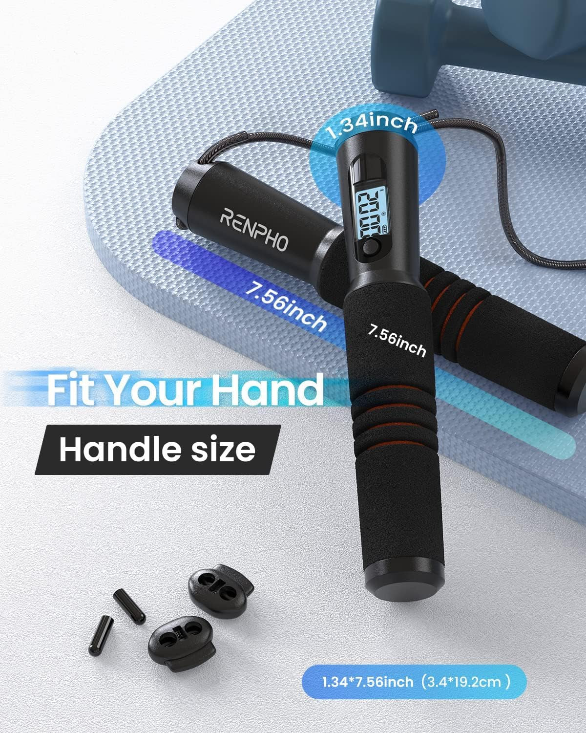RENPHO Smart Jump Rope - APP Data Storage & Tracking & Analysis, Tangle-Free Jumping Rope for Men, Women, Skipping Rope with Counter, Adjustable Workout Jump Ropes for Crossfit, Gym, MMA